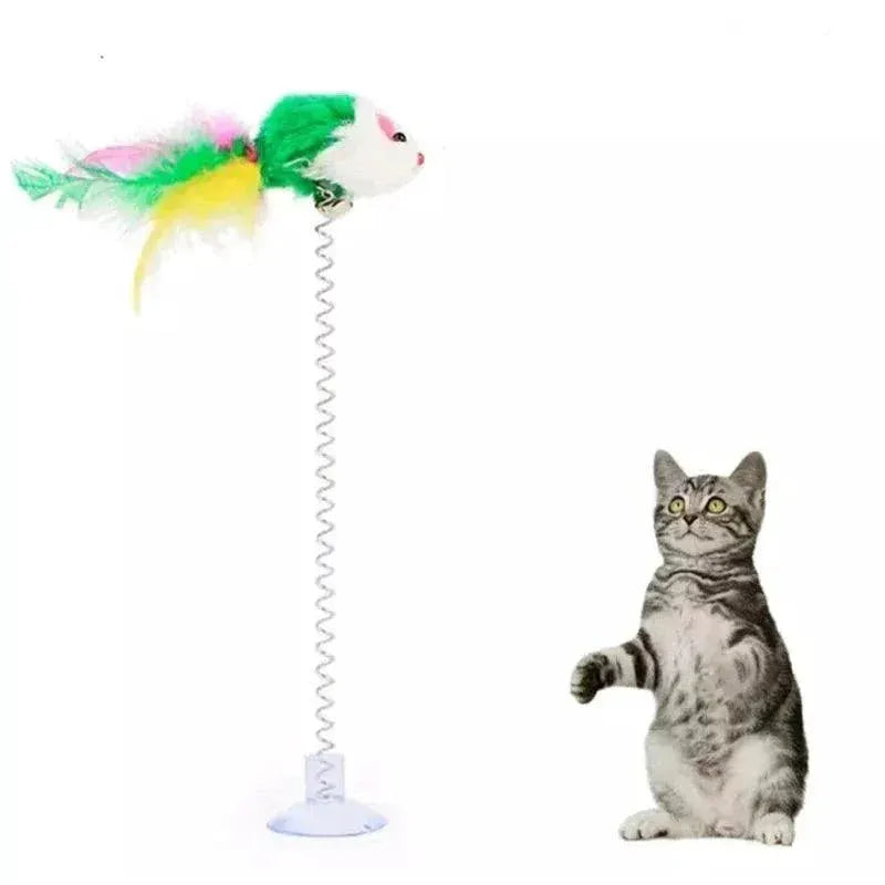Colorful Interactive Cat Toy With Bell And Feather Fun