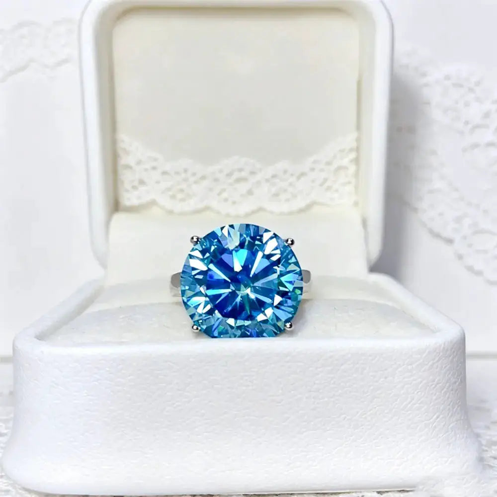Sterling Silver Blue Moissanite Ring For Women — product image 2