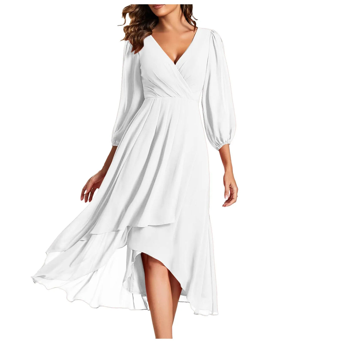 Tiered Chiffon Long Sleeve Dress