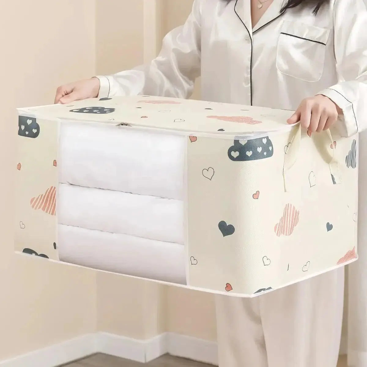 Large Quilted Storage Bag For Clothes And Bedding Organizer