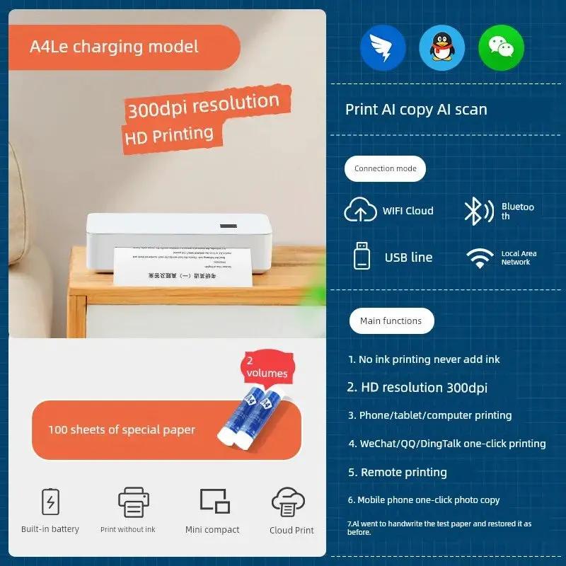 Zero Ink Cloud WiFi Micro Printer DLK A4P Portable