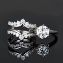 Round Moissanite Ring in Sterling Silver Luxurious