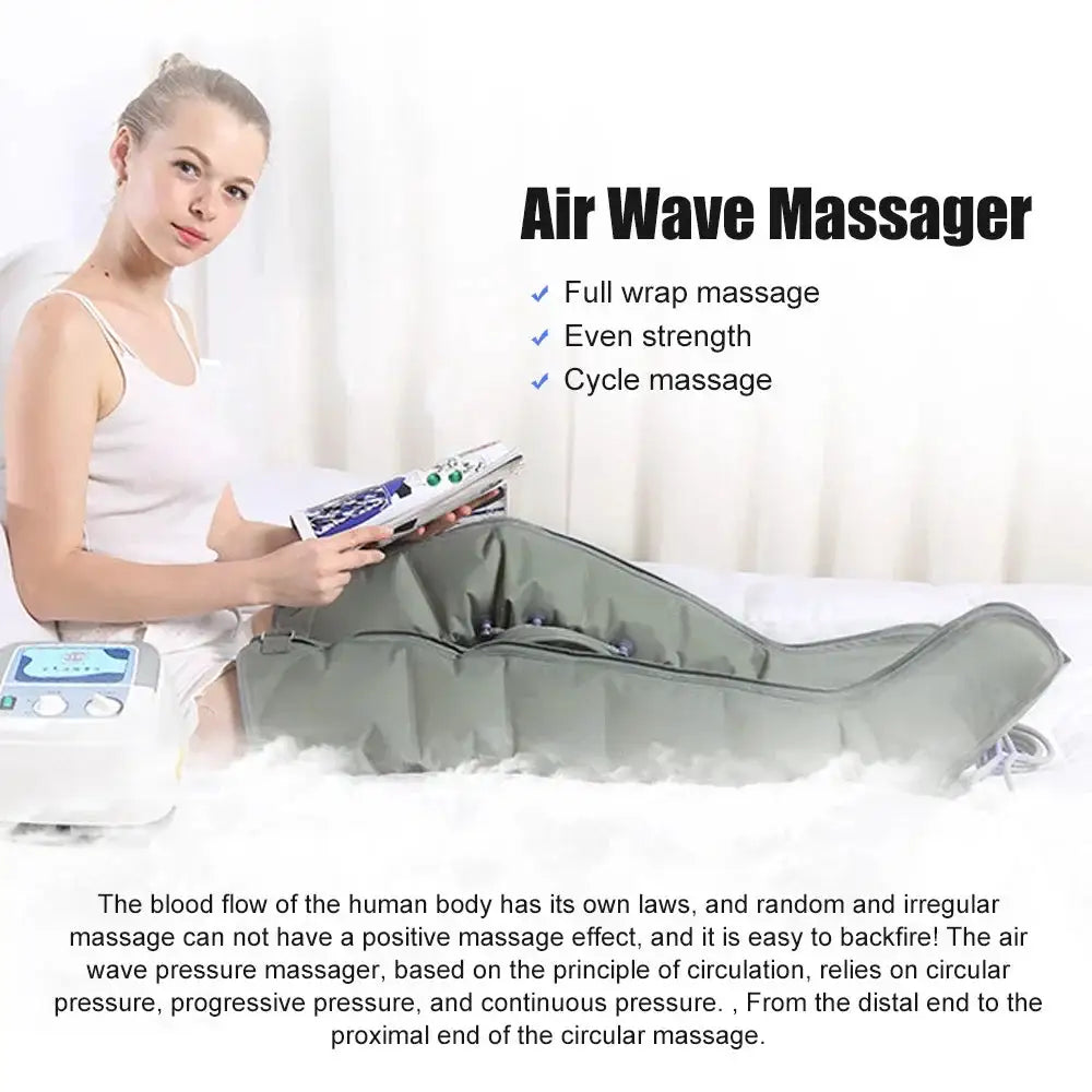 6 Section Massage Tool Electric Air Compression Leg Massager Waist Arm Leg Wraps Foot Ankles Calf Massage Machine Promote Blood