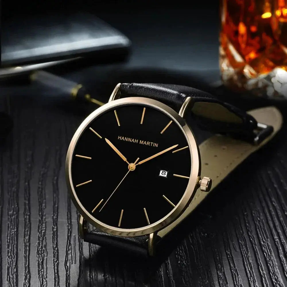 Hannah Martin Dark Blue Leather Watch Japanese Movement