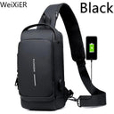 Anti Theft Chest Bag Stylish Waterproof Crossbody USB Port