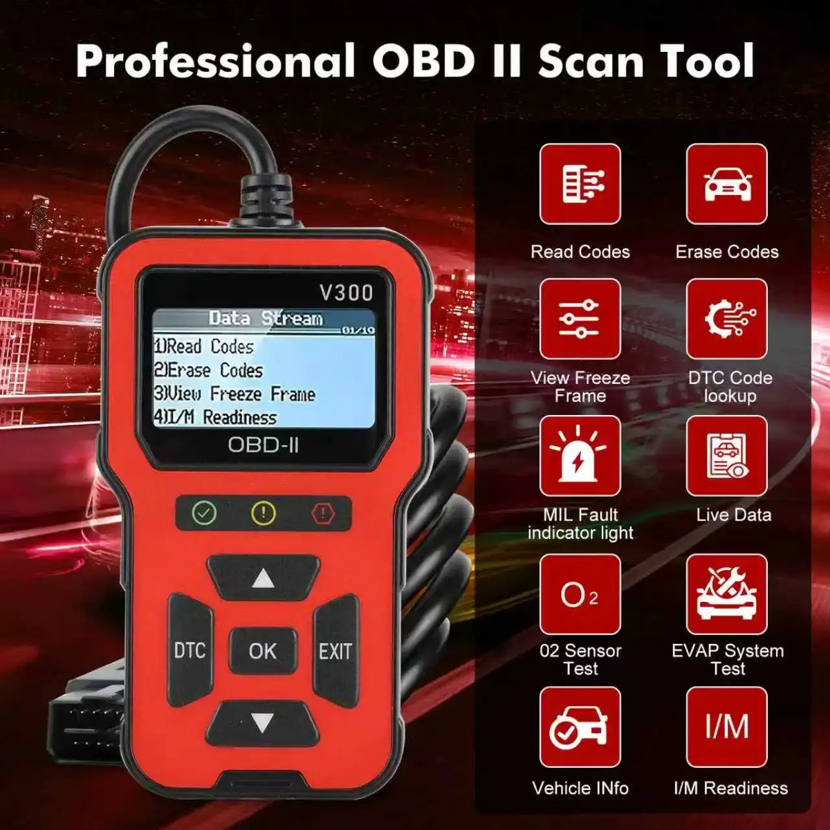 V300 OBD2 Scanner Auto Car Diagnostic Tool with Color Screen ABS ECU ODB2 Auto Scanner Vehicle Diagnostic Tool