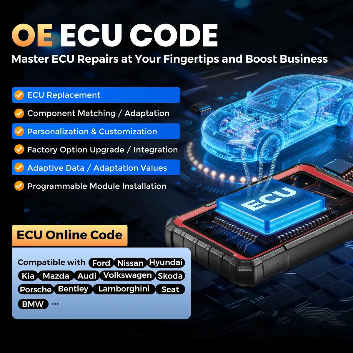 LAUNCH X431 PRO ELITE 8 inch Car Diagnostic Tools Auto OBD OBD2 Scanner All System CAN FD/DOIP Active Test 35 Reset ECU Coding