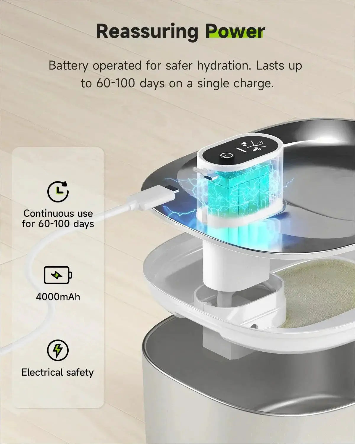 Wireless Cat Water Fountain With Motion Sensor For Pets