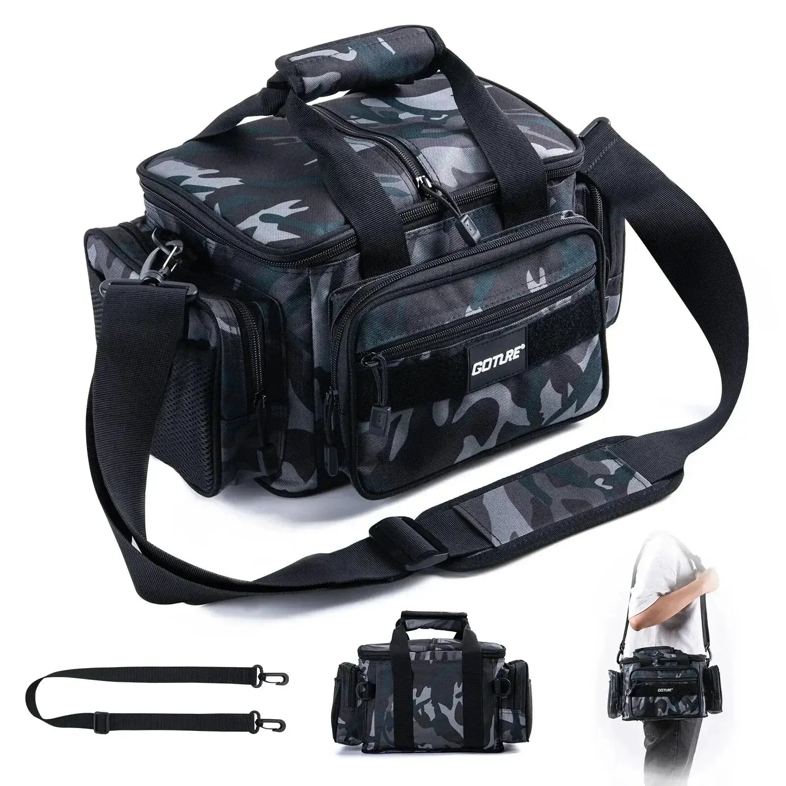 Goture High Capacity Fishing Tackle Bags 600D Oxford Cloth