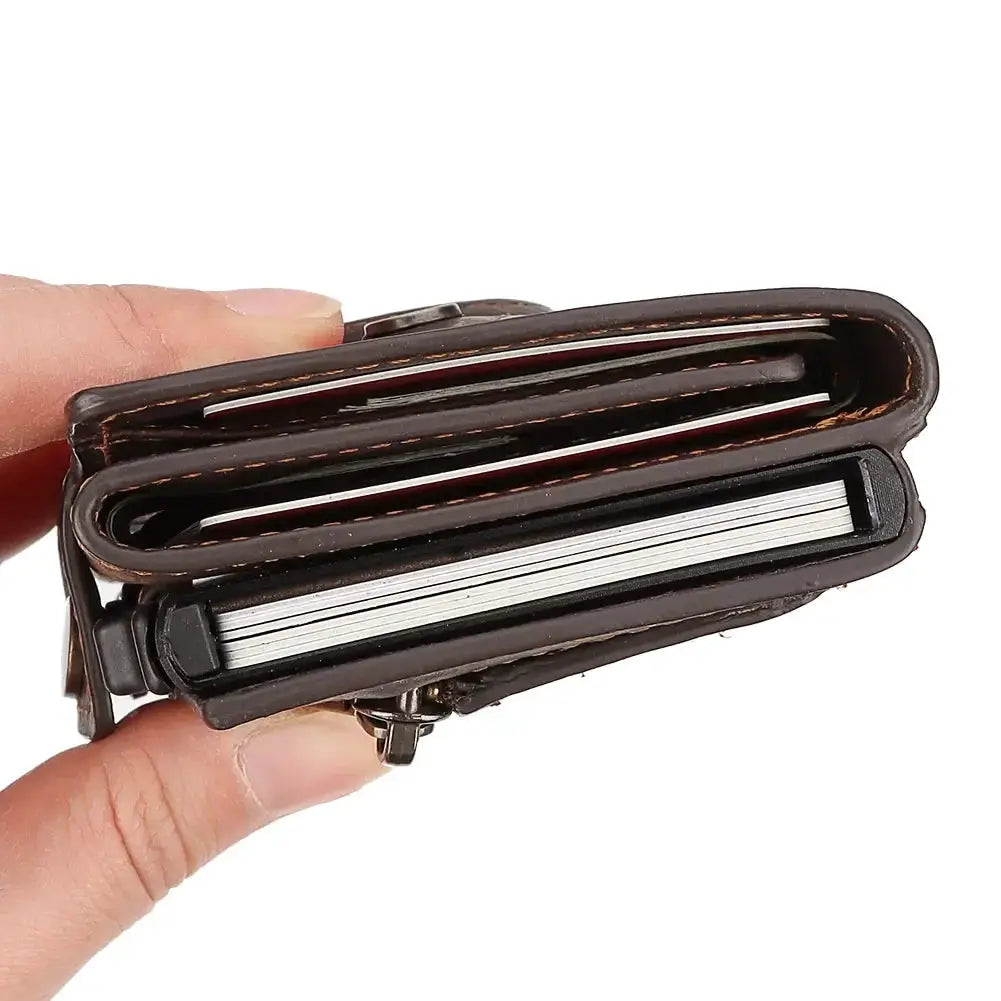 Anti Scan Magnet Credit Card Holder Wallet Genuine Leather