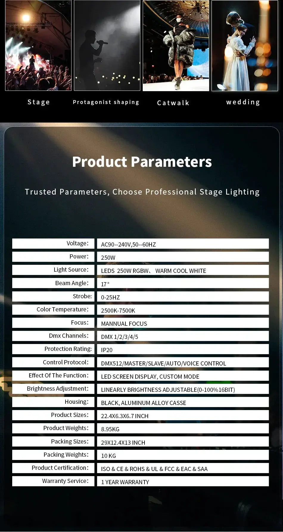 Bright RGBW Par Lights for Live Concerts — product view 11