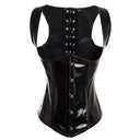 Black PVC Underbust Corset Wetlook Bustier Steampunk