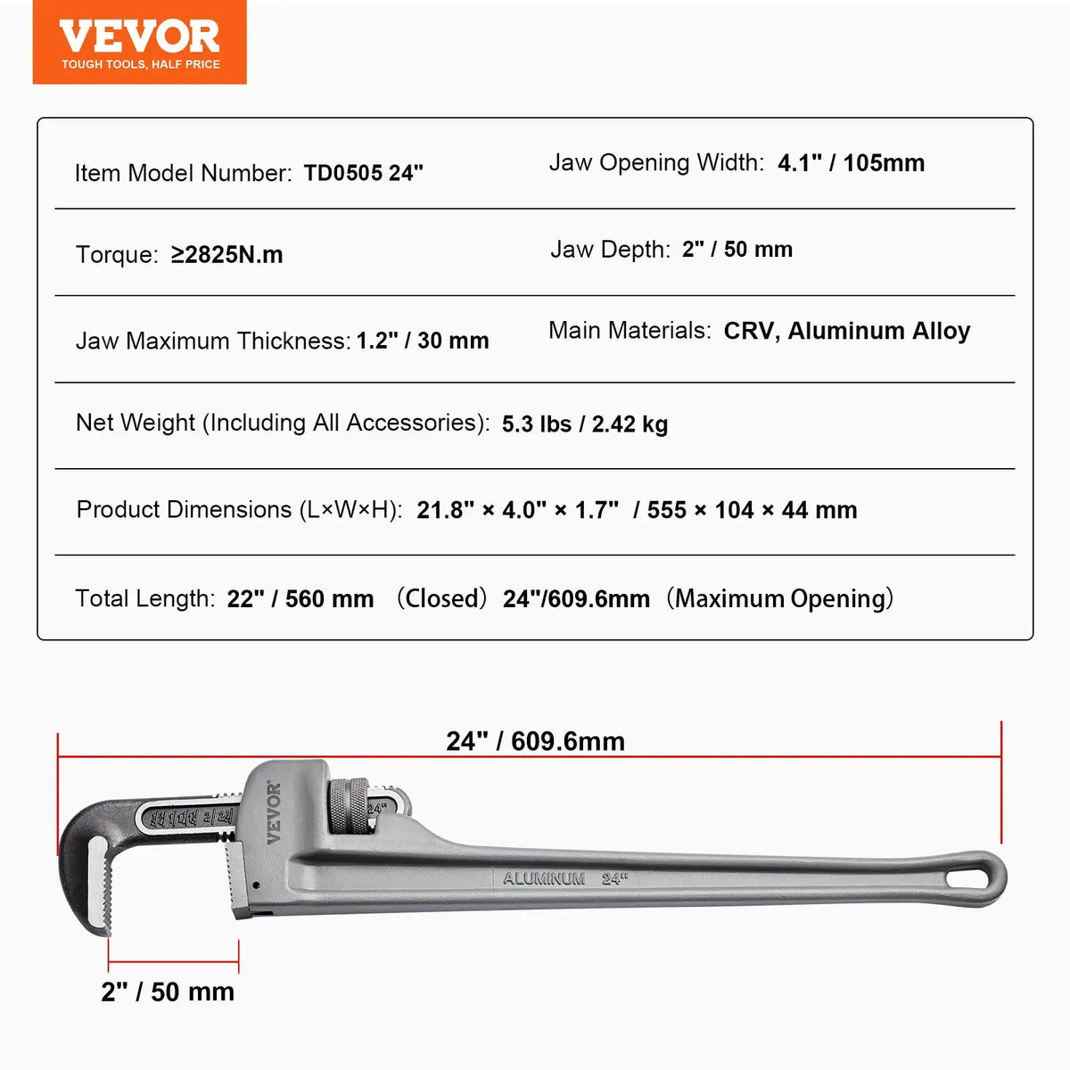 Adjustable Aluminum Pipe Wrench — product view 7