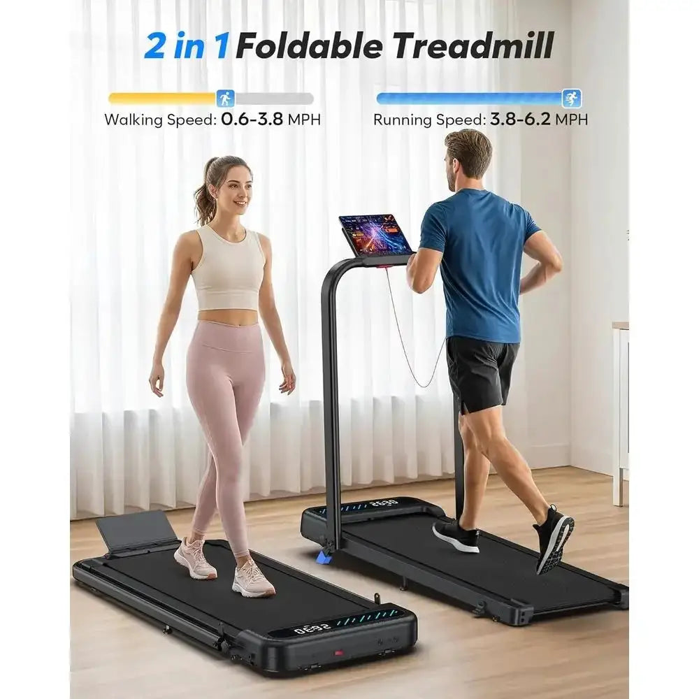 Compact Incline Walking Pad Treadmill, 3.0HP, 350 lbs Capacity, Quiet, Desk-Under, with Safety Bar, APP & Remote Control