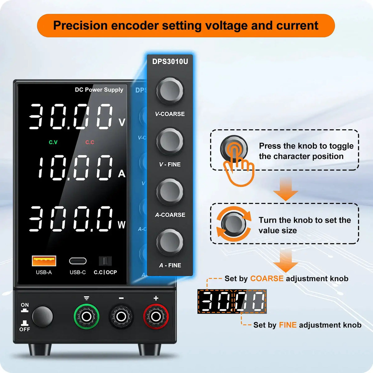 Adjustable DC Bench Power Supply for Electronics — product view 2