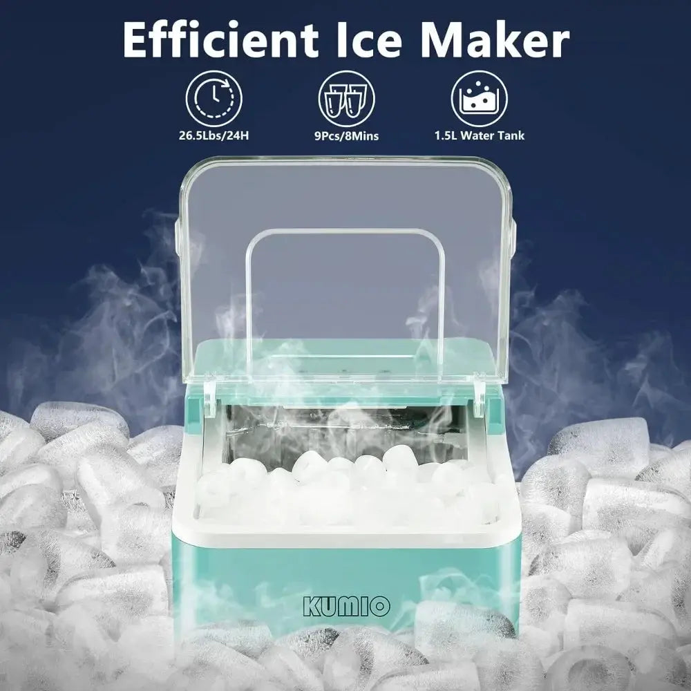 Self Cleaning Ice Maker Portable Blue 26.5 Lbs 24 Hours