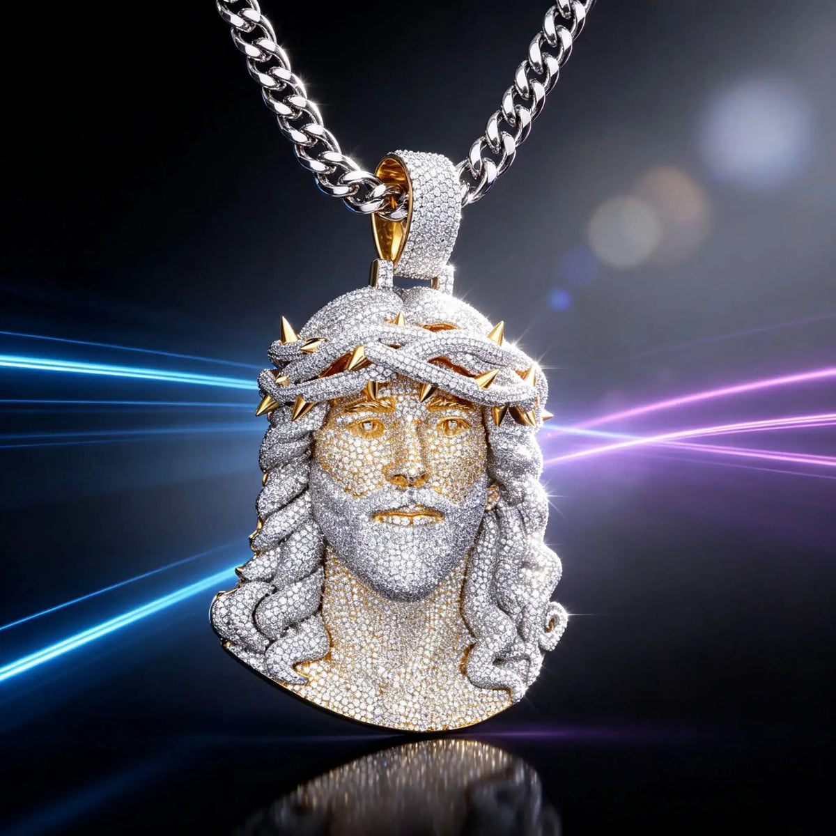 Gold Jesus Face Pendant Necklace — product image 4