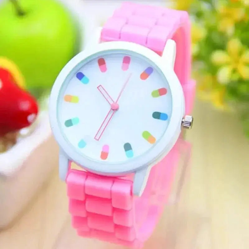 Elegant White Green Jelly Watch For Women Timepiece