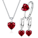 Heart Zircon 925 Silver Jewelry Set For Women Ring Earrings Necklace Engagement