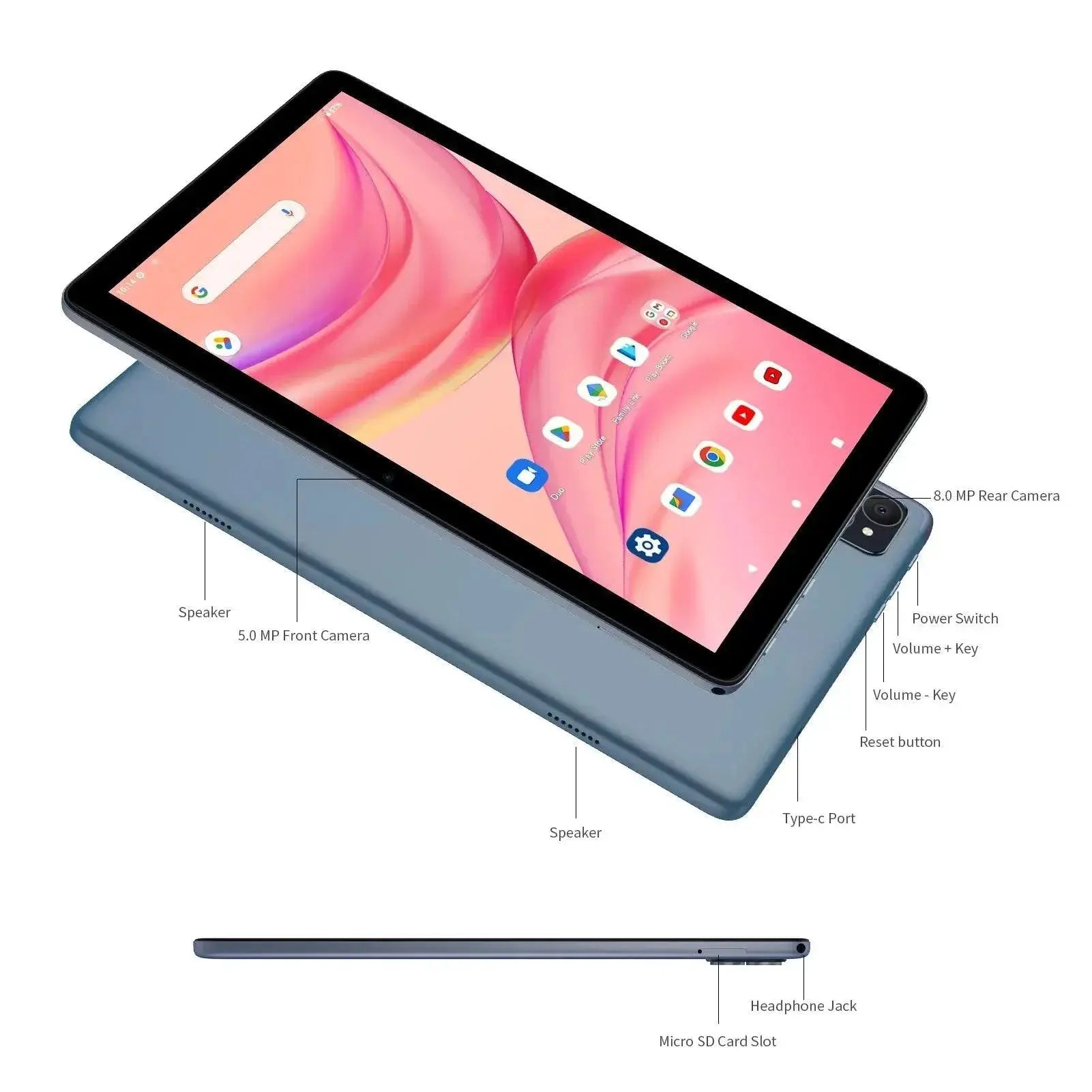 Vasoun 10.1 Inch Octa Core Android Tablet 128GB Dual SIM 4G