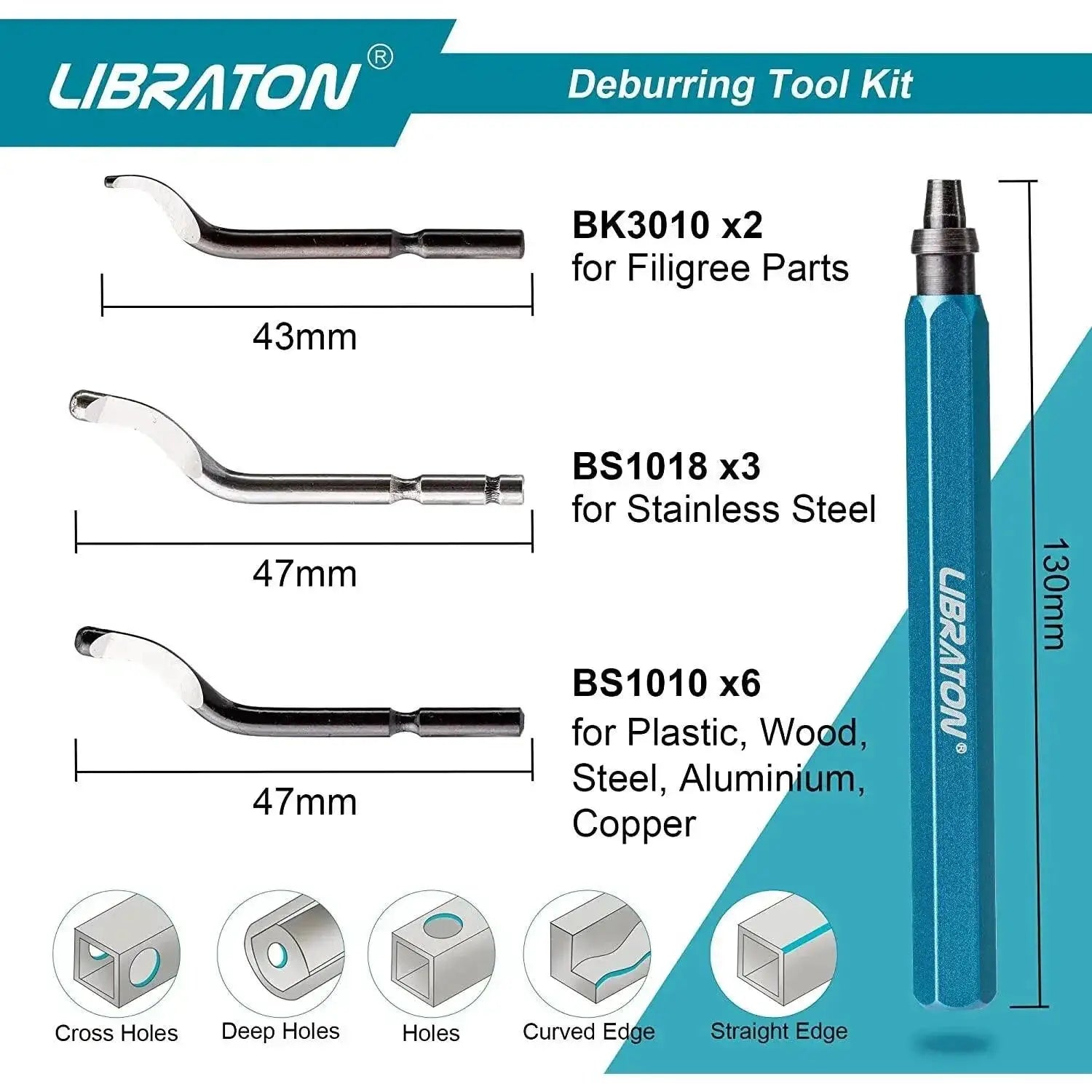 Libraton Precision Deburring Tool Set 11 HSS Blades