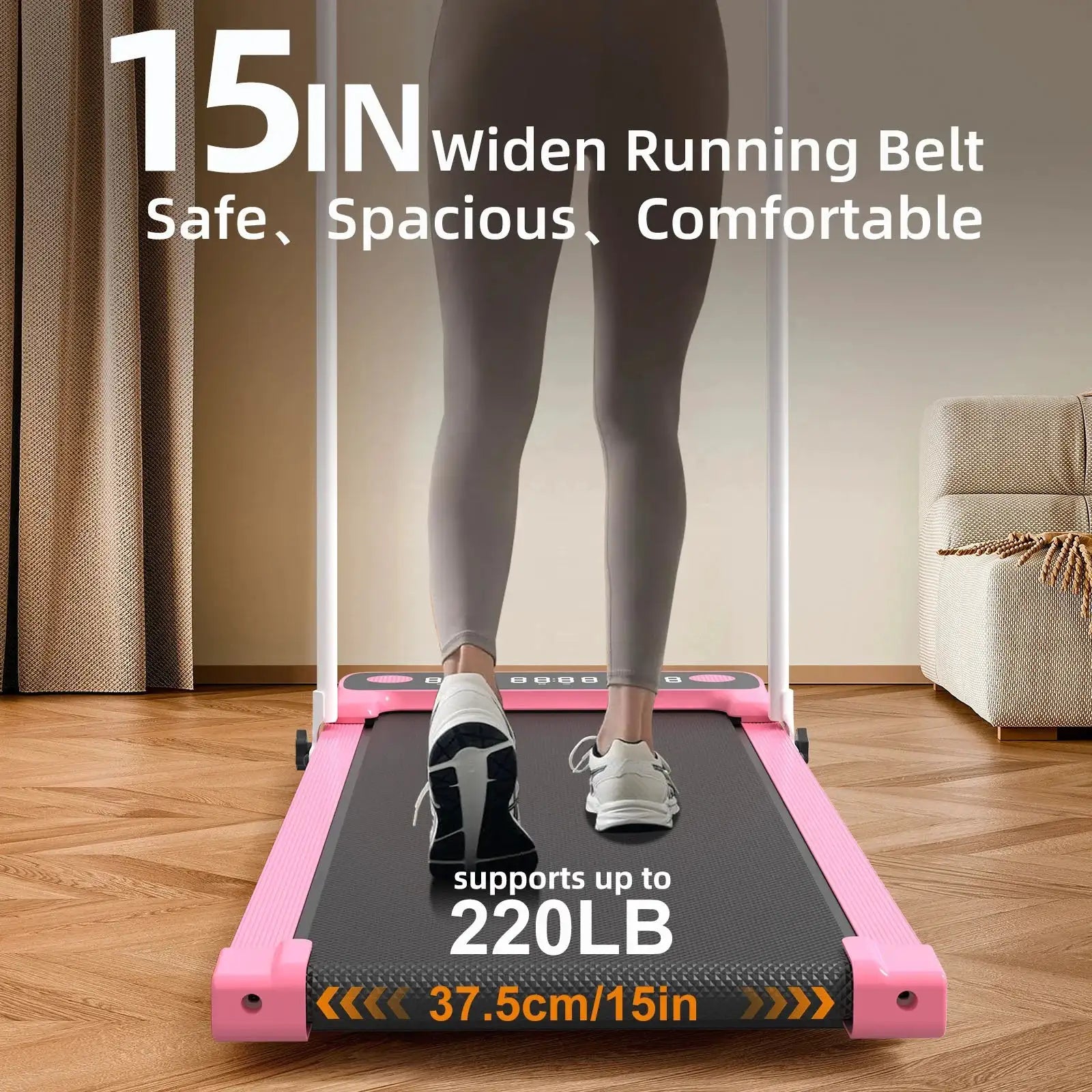 Mini Under Desk Foldable LED Screen Home Electric Treadmill with Walking Pad Portable Treadmills Pink Color for Home Gym Use