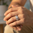 Moissanite Ring in Sterling Silver Triple