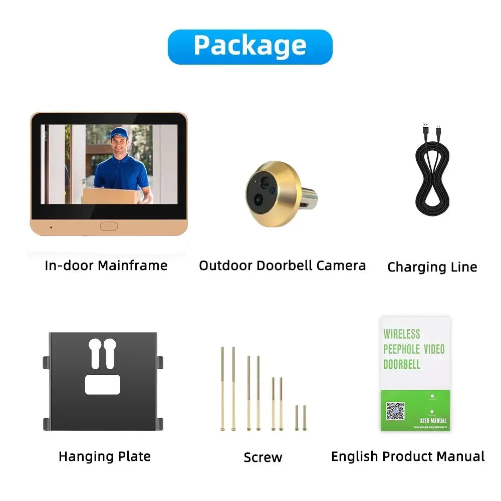 Tuya Smart 3MP Outdoor Wireless Door Peephole Video Eye Camera 2.4G WiFi Night Vision Home Security Door Camera with LCD Screen by stepyours.com