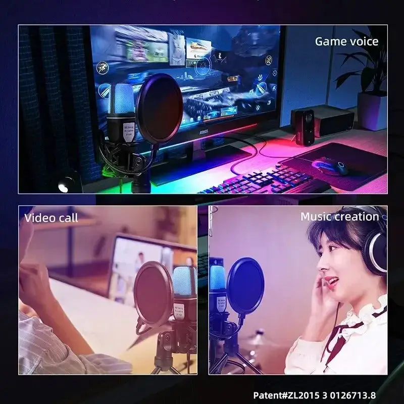 Portable USB RGB Condenser Microphone For Gaming Streaming