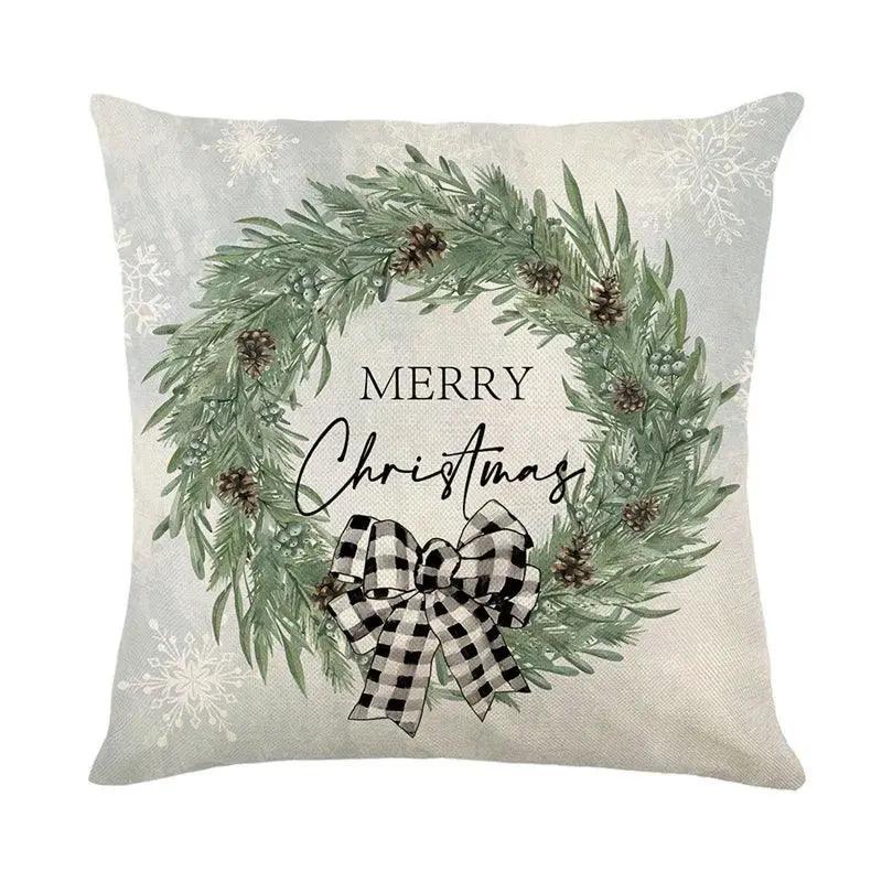 Cozy Christmas Deer Linen Pillow Cover for Winter Decor