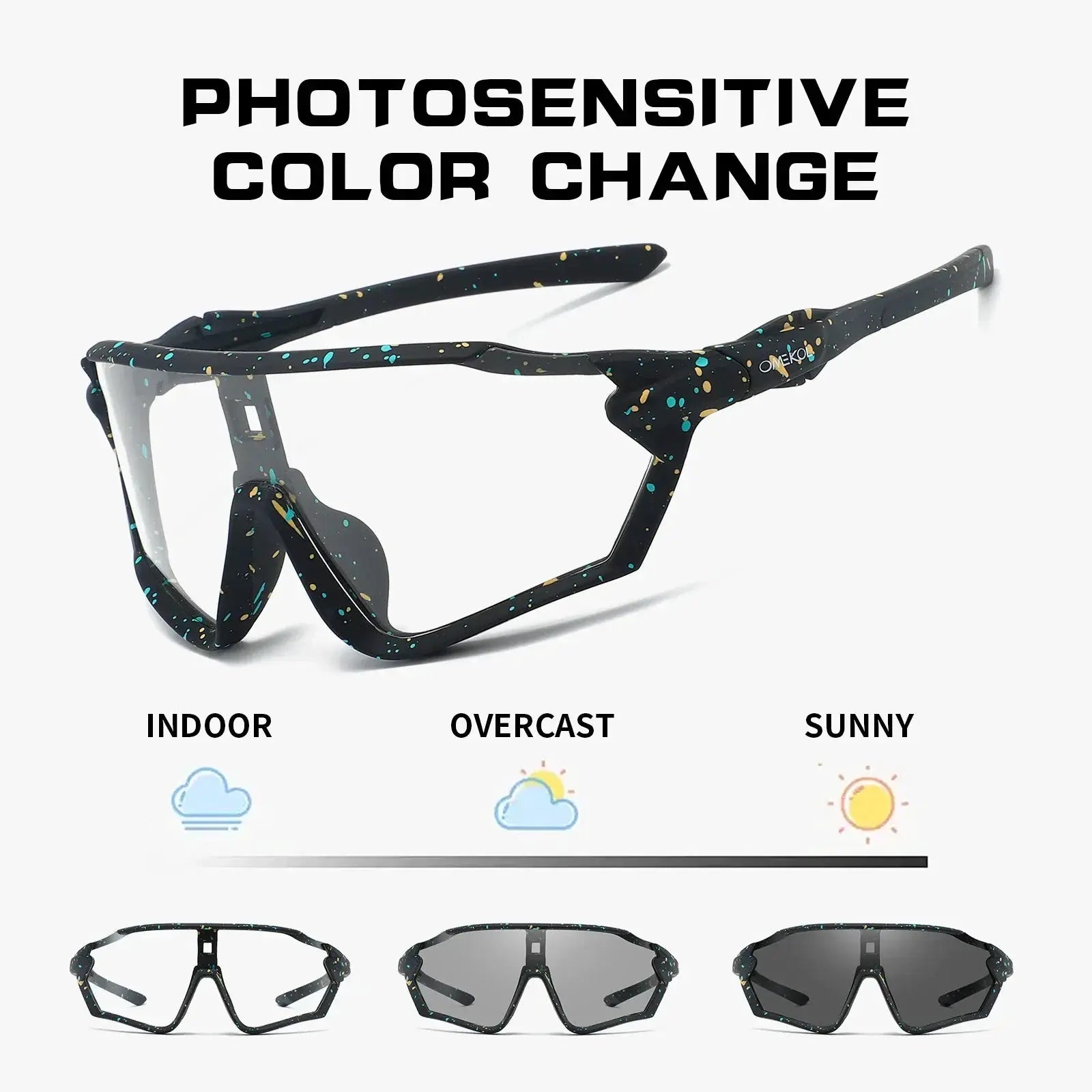 Omekol Photochromic Cycling Sunglasses For Men And Women