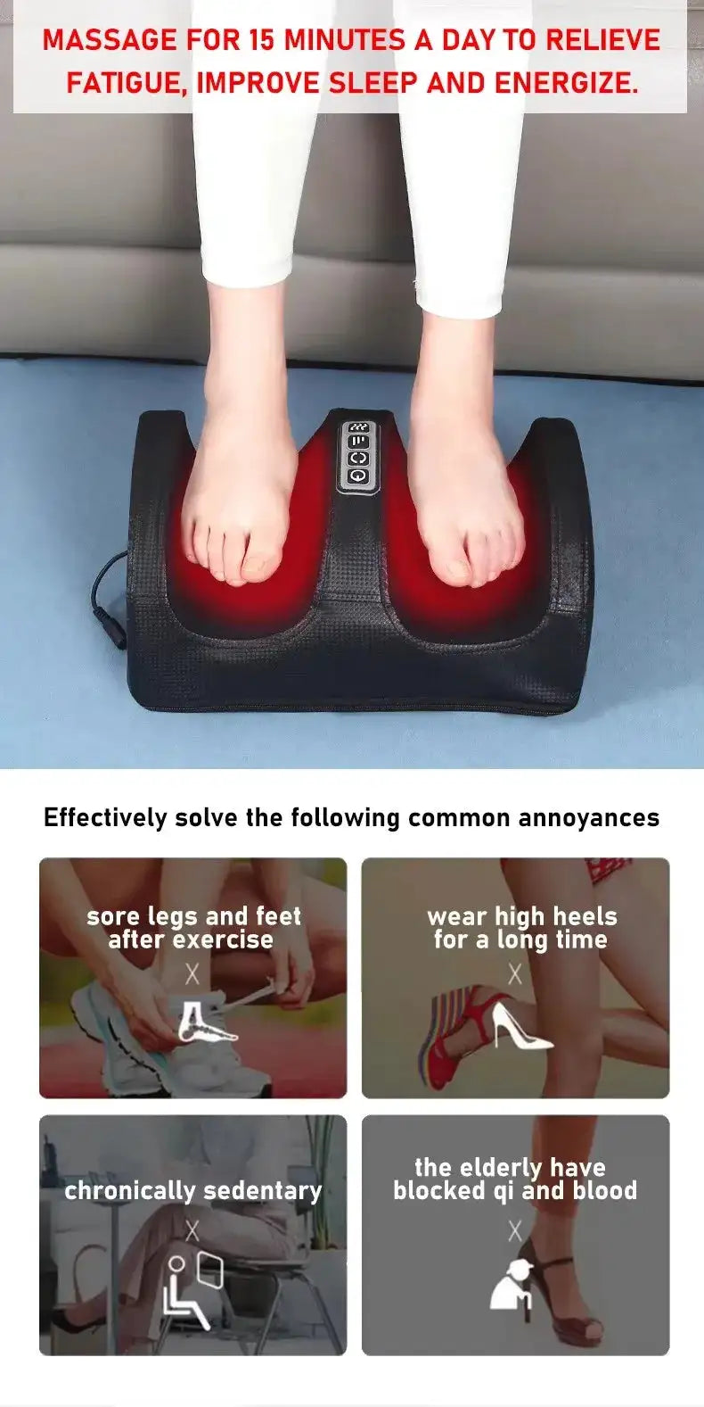 Heated foot massager.Electric kneading foot massage relieves pain and promotes blood circulation