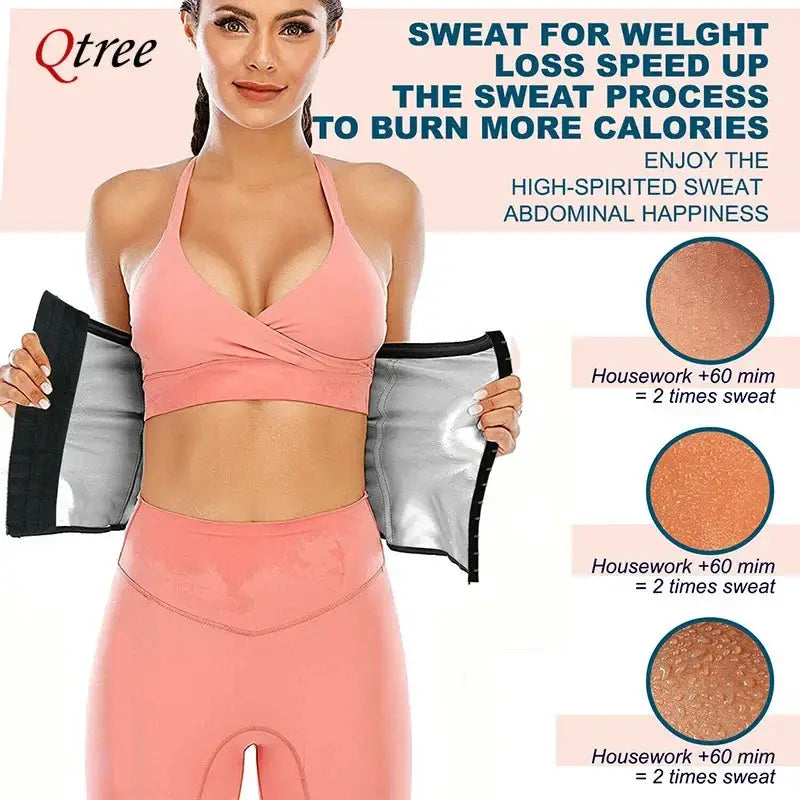 Qtree Sauna Waist Trimmer Belt For Women Tummy Control