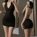 Backless Halter Wrap Mini Dress
