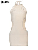 Apricot Halter Sheath Dress for Elegant Nights Out