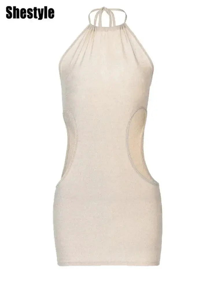 Apricot Halter Sheath Dress for Elegant Nights Out