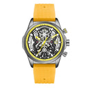 Chronograph Watch for Men Waterproof Yellow Silicone Strap Luminous Hands