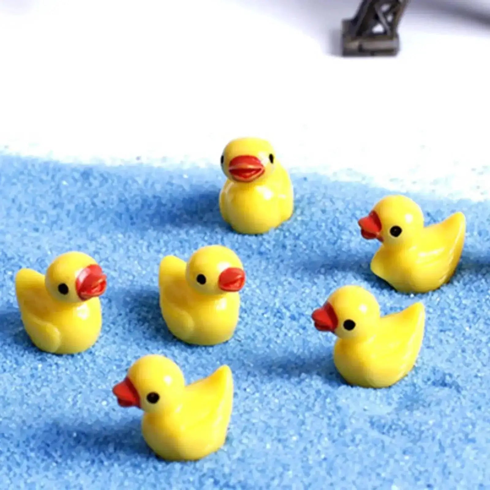 Yellow Duck Miniature Resin Ornaments for Crafts and Gardens