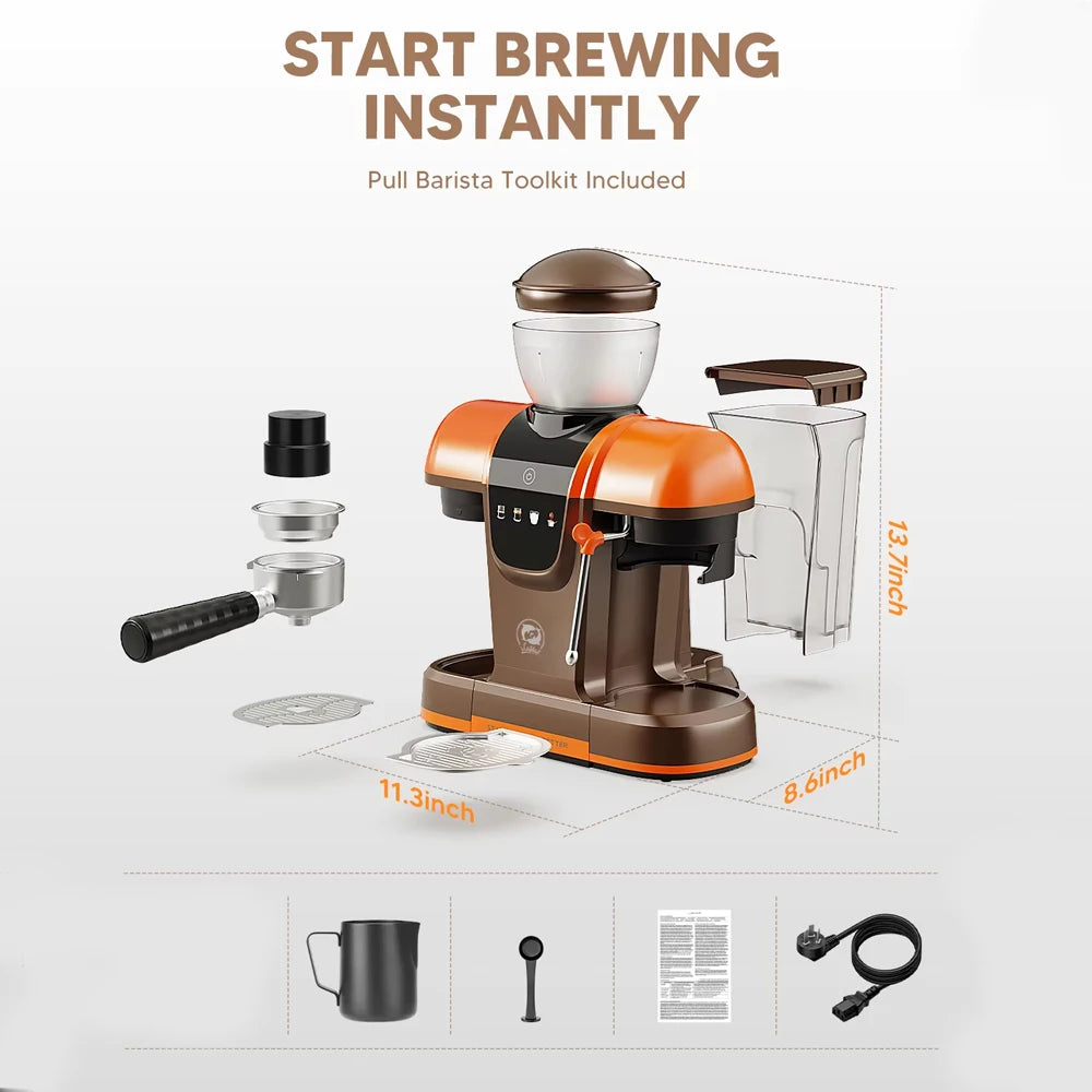 i Cafilas Semi-Automatic Espresso Machine with Grinder & Steam — product view 6