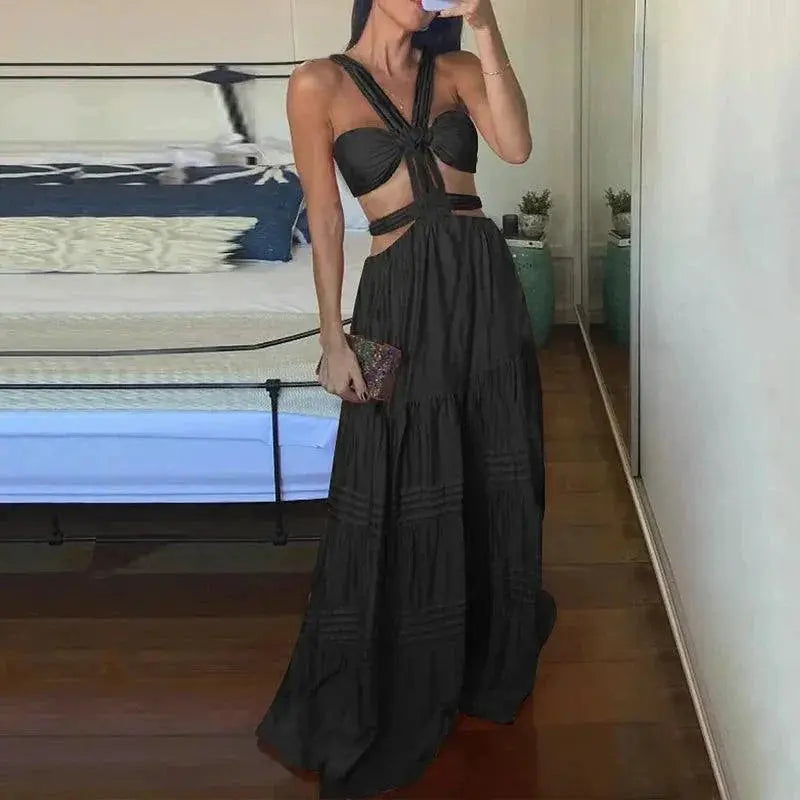 Bohemian Summer Maxi Dress Backless Beach Attire For Parties
