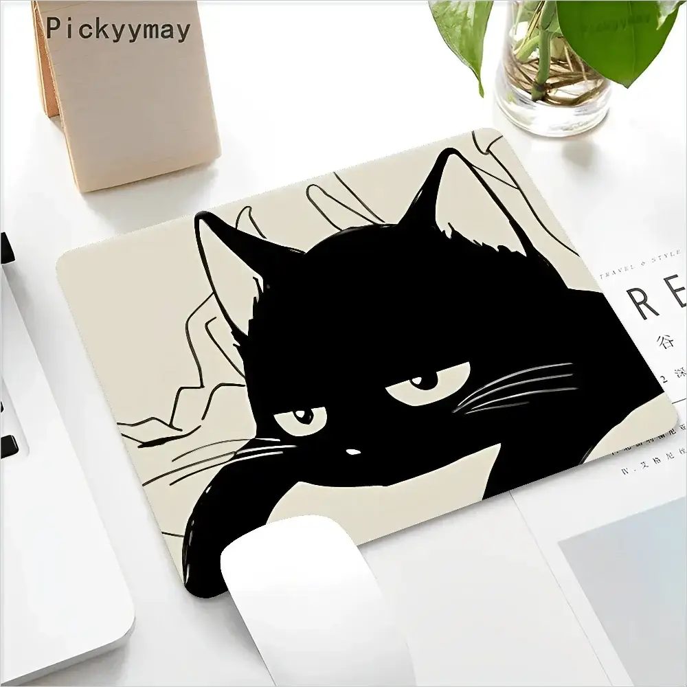 Black Cat Gaming Mousepad Desk Mat for Work and Play