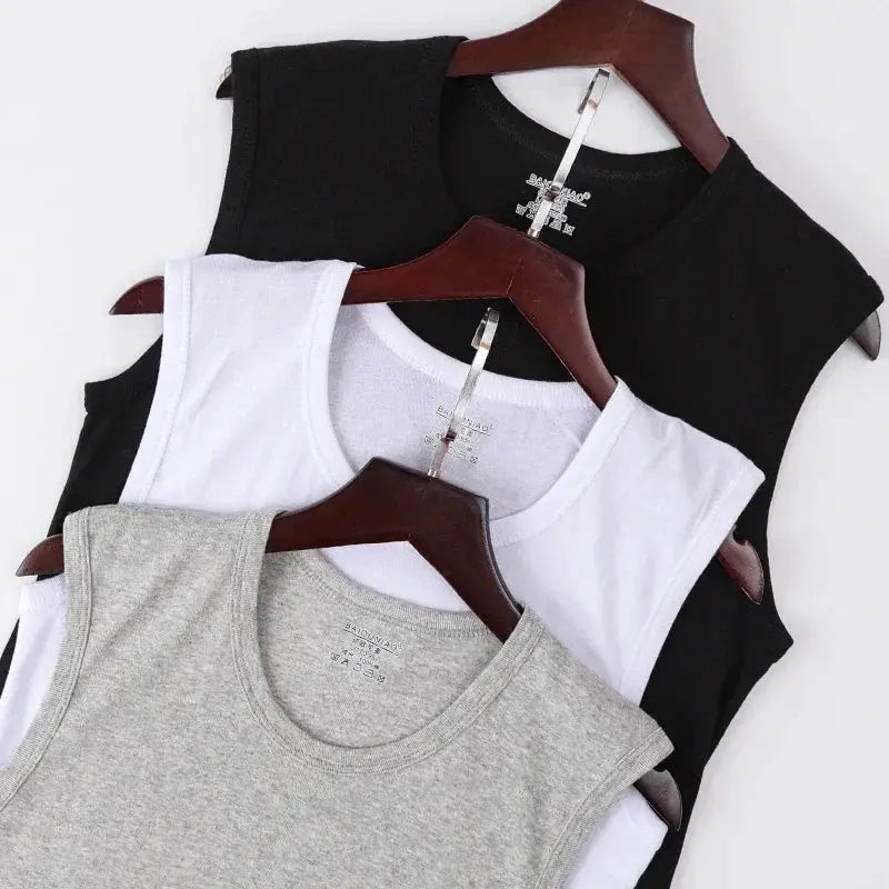 Mens Four Seasons Tight Cotton Vest For Leisure Sports Tee