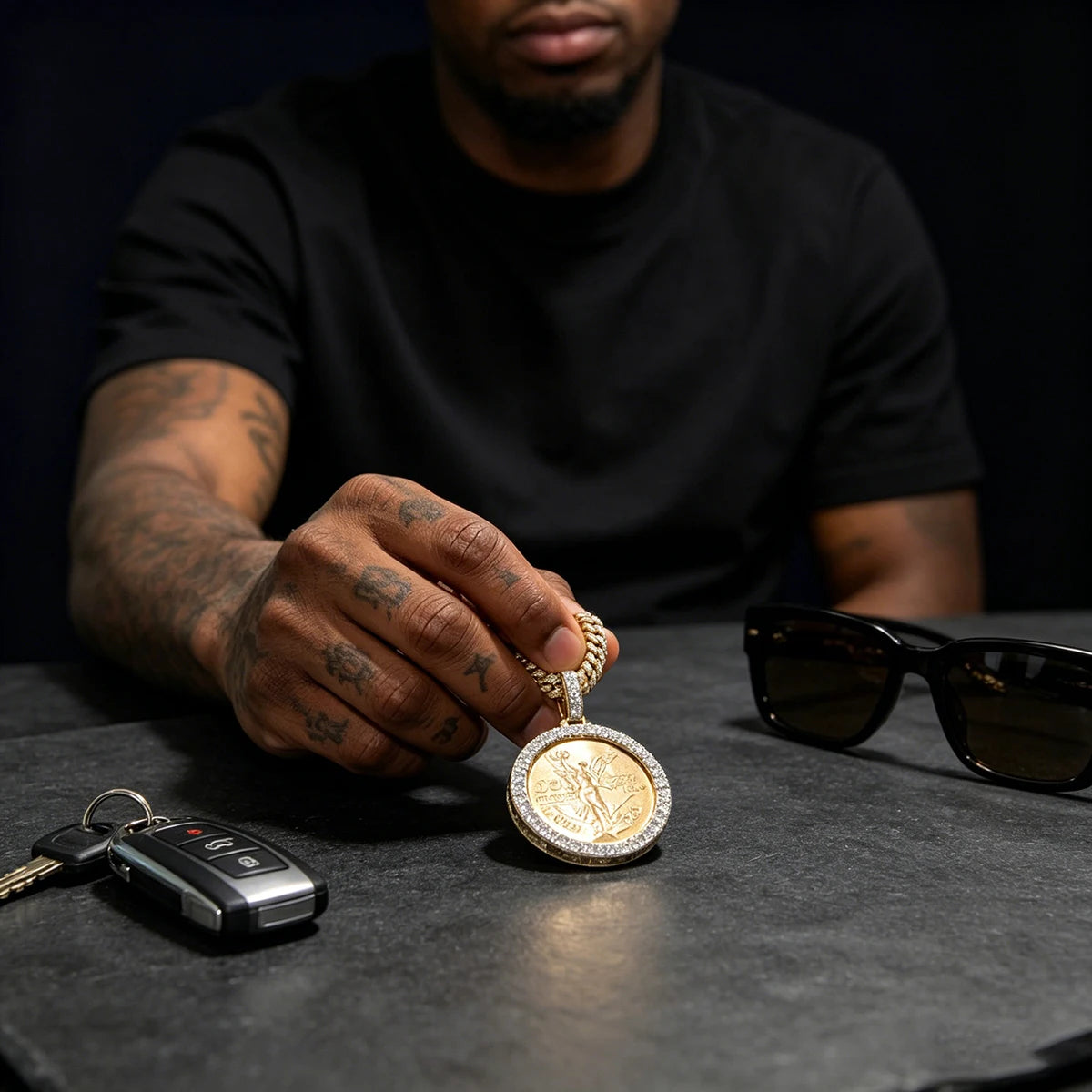 Hip Hop Bling Coin Charm