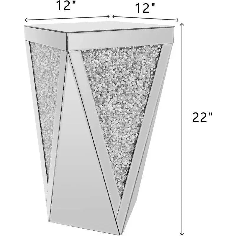 Pregaspor Silver Mirrored End Table With Crystal Inlay