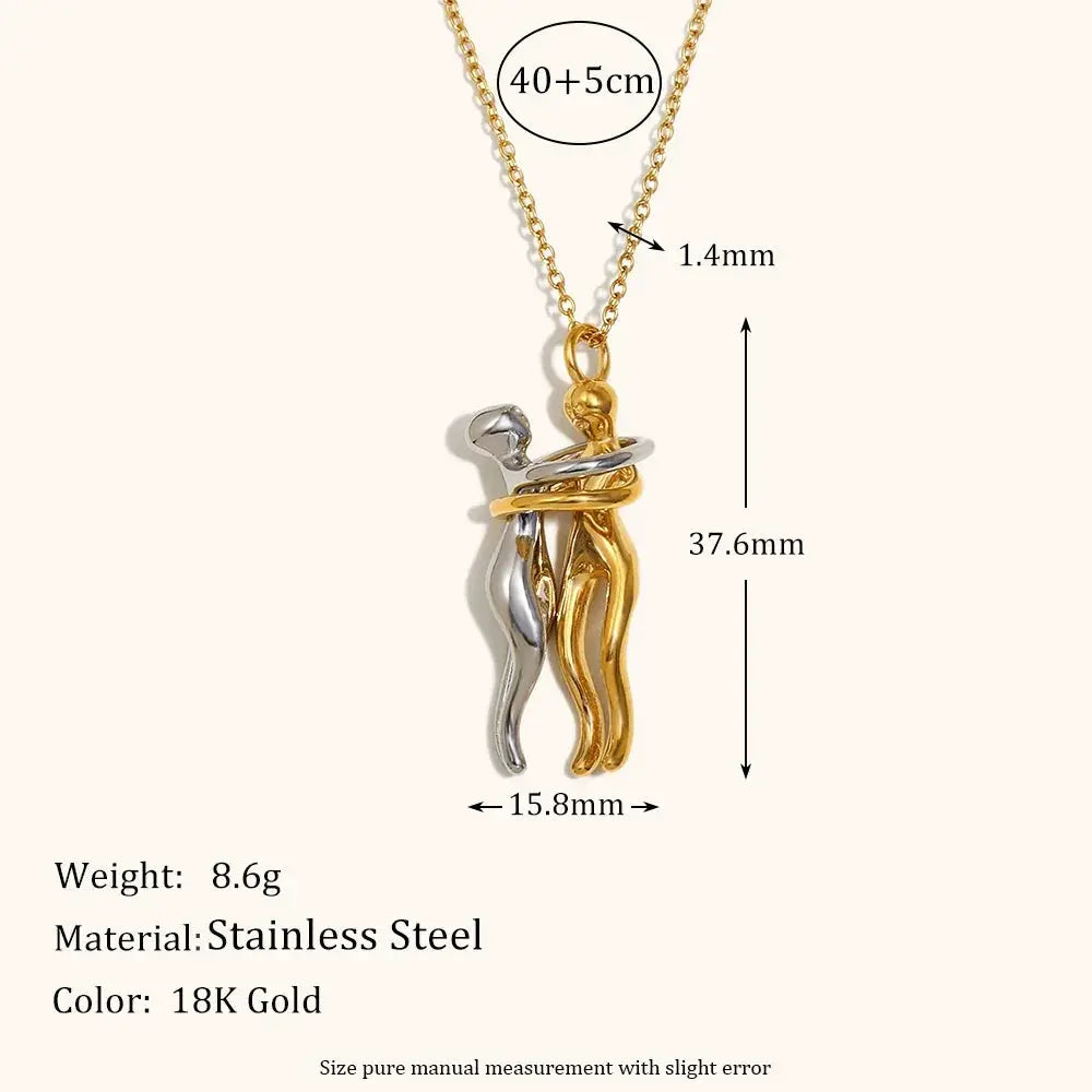 La Muses Mixed Color Couple Hug Pendant Necklace for Women