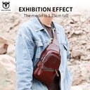 Leather Chest Bag for Men Large Capacity