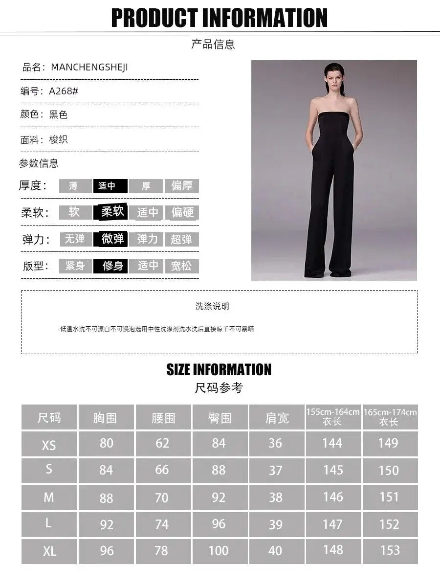 Thai Fashion Brand Women Spring Summer Black Jumpsuit - OurLum.com