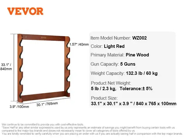 SucceBuy Wood Gun Rack Wall Mount Guns — product view 8