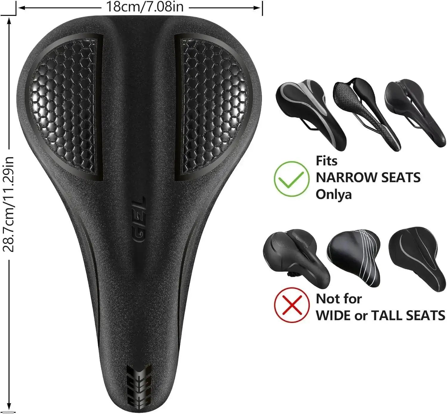 Gel Bike Seat Cushion Cover Peloton Compatible Padded Seat
