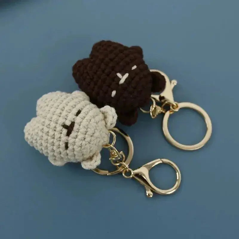 Cute Small Bear Couple Keychains Knitted Cartoon Gift